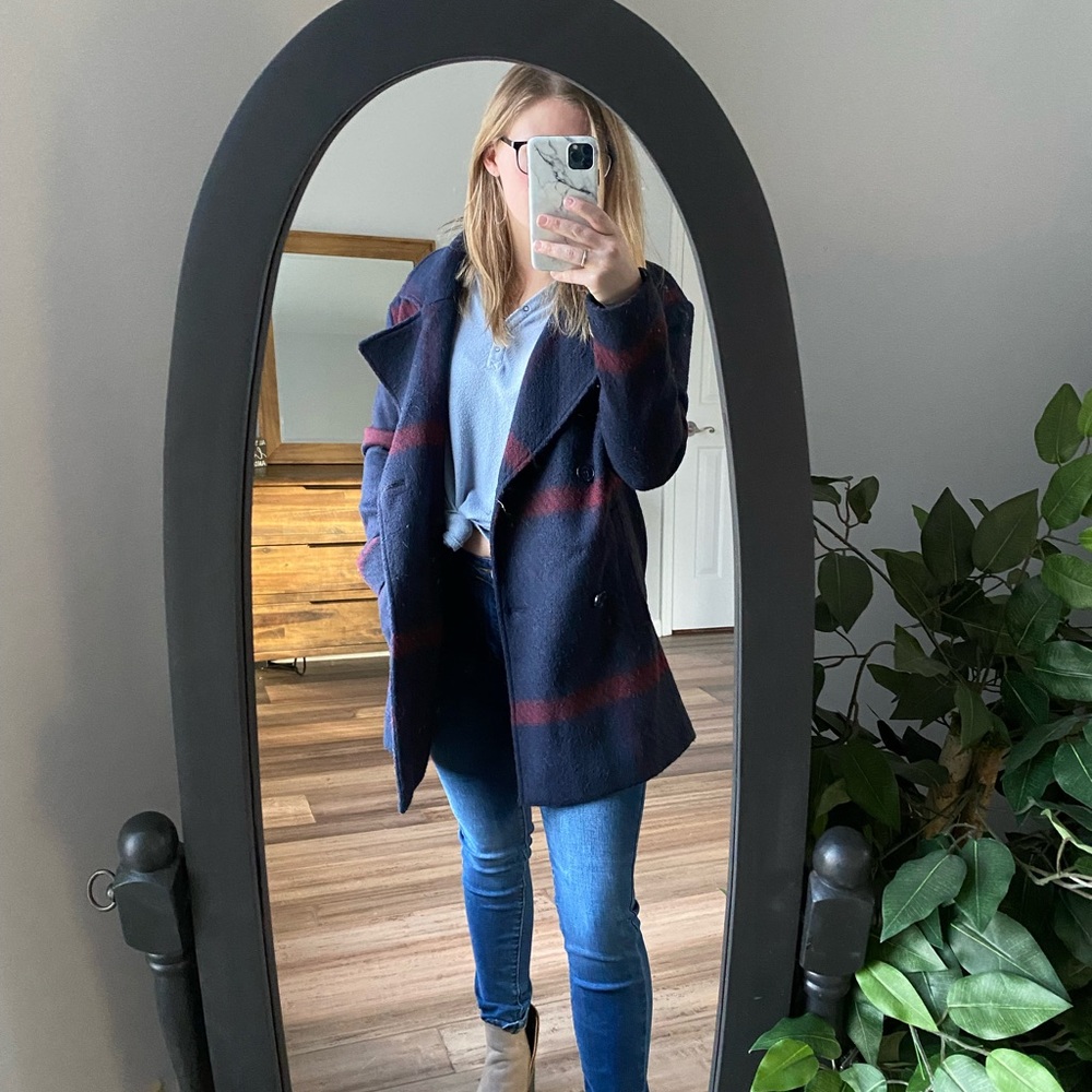 Navy and Red Winter Coat